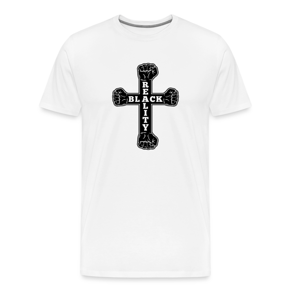BLK Reality Cross Mens Premium T-Shirt - white