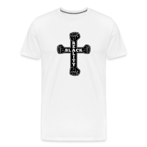 BLK Reality Cross Mens Premium T-Shirt - white