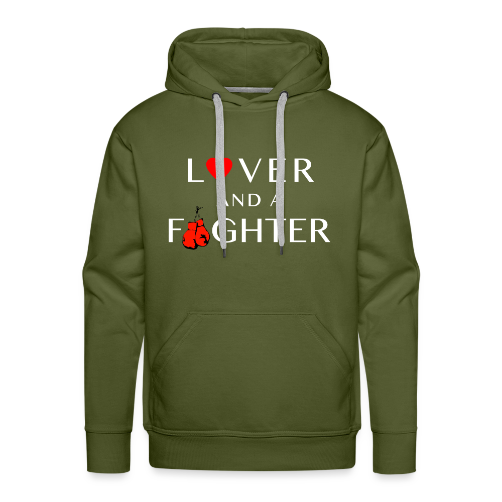 Lover And A Fighter Men's Premium Hoodie - olive green